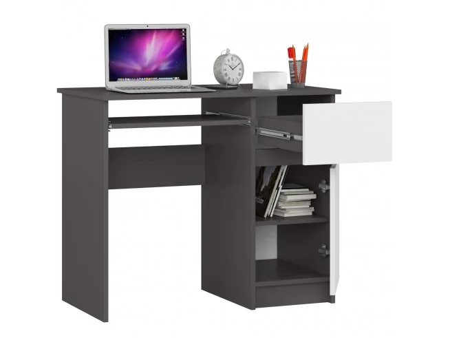 BIURKO KOMPUTEROWE PIKSEL PK SZARE / BIAŁE - PRAWE