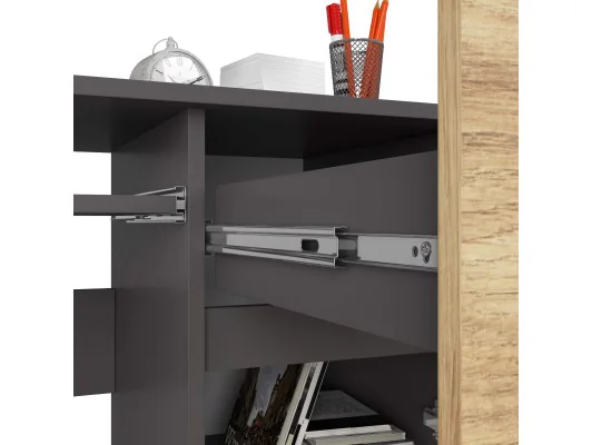 BIURKO KOMPUTEROWE PIKSEL PK SZARE / DĄB ARTISAN - PRAWE