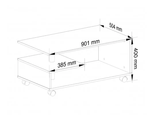 STOLIK KAWOWY NA KÓŁKACH VINI BIAŁY