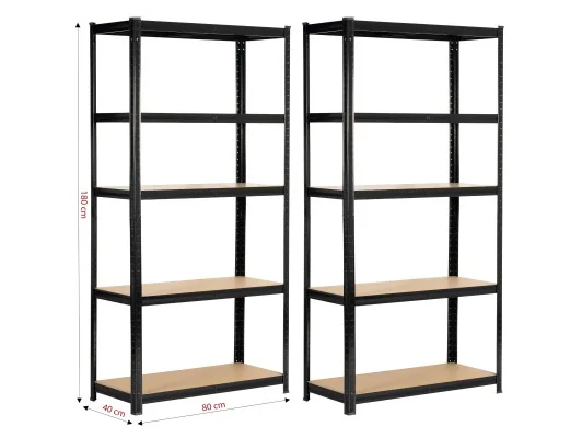2x REGAŁ METALOWY 80x40x180 CZARNY