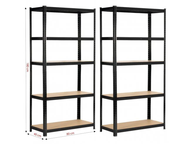 2x REGAŁ METALOWY 80x40x180 CZARNY
