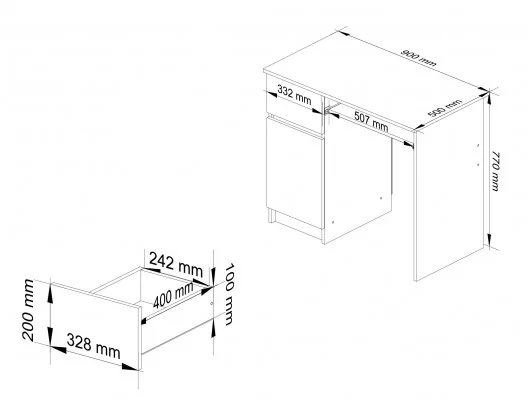 BIURKO KOMPUTEROWE 90 cm PIKSEL LEWE PK SONOMA