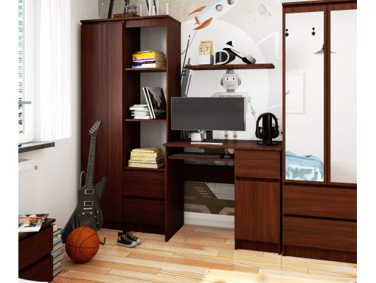 BIURKO KOMPUTEROWE 90 cm PIKSEL PRAWE WENGE