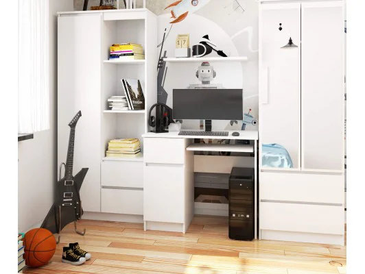 BIURKO KOMPUTEROWE PIKSEL PK BIAŁE - LEWE