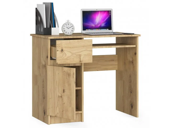 Biurko komputerowe 90 cm Piksel lewe - dąb artisan