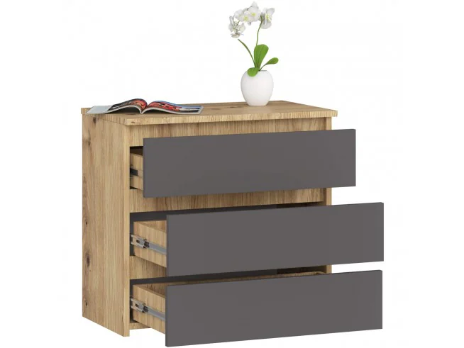 KOMODA CL3 3SZ CLP PK DĄB ARTISAN / SZARY