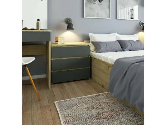 KOMODA CL3 3SZ CLP PK DĄB ARTISAN / SZARY