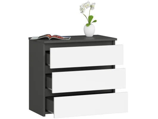 KOMODA CL3 3SZ CLP GRAFIT SZARY / BIAŁA