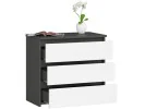 KOMODA CL3 3SZ CLP GRAFIT SZARY / BIAŁA