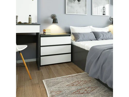 KOMODA CL3 3SZ CLP GRAFIT SZARY / BIAŁA