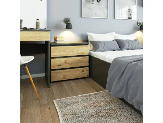 KOMODA CL3 3SZ CLP GRAFIT SZARY / DĄB ARTISAN