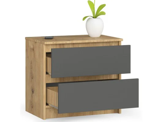 KOMODA K60 2SZ CLP DĄB ARTISAN / SZARY