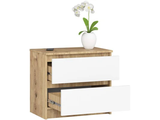 KOMODA K60 2SZ CLP PK DĄB ARTISAN / BIAŁY