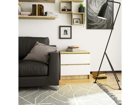 KOMODA K60 2SZ CLP PK DĄB ARTISAN / BIAŁY