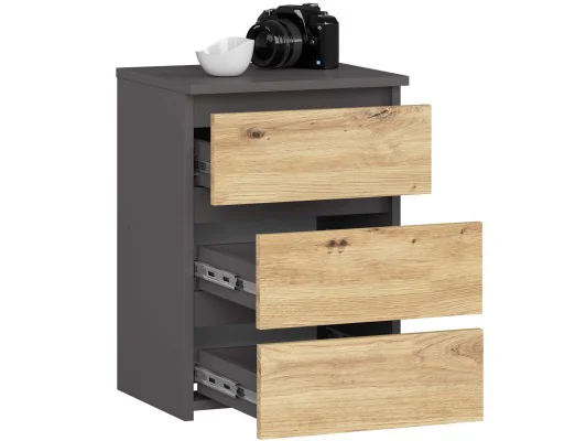 KOMODA CL3/40 PK GRAFIT SZARY / DĄB ARTISAN