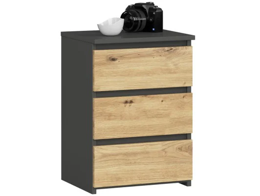 KOMODA CL3/40 PK GRAFIT SZARY / DĄB ARTISAN