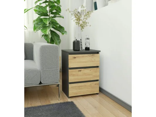 KOMODA CL3/40 PK GRAFIT SZARY / DĄB ARTISAN