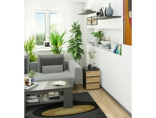 KOMODA CL3/40 PK GRAFIT SZARY / DĄB ARTISAN