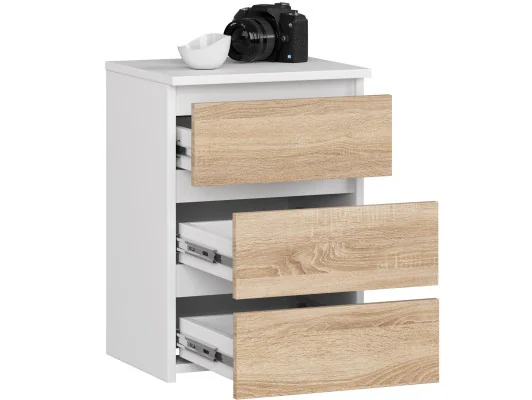 KOMODA CL3/40 PK BIAŁA / DĄB SONOMA
