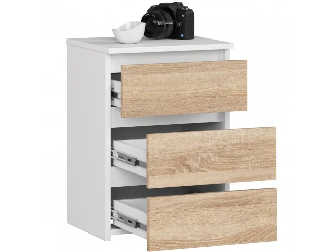 KOMODA CL3/40 PK BIAŁA / DĄB SONOMA