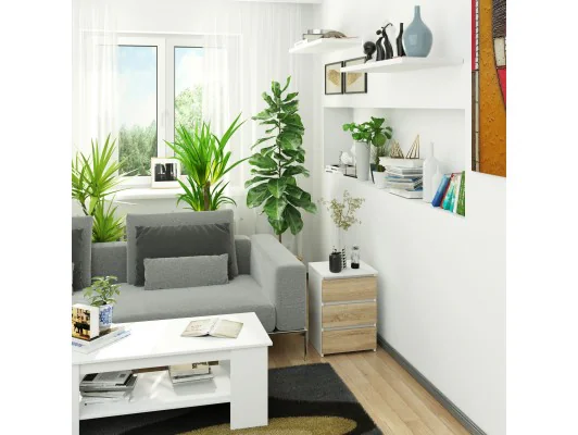 KOMODA CL3/40 PK BIAŁA / DĄB SONOMA