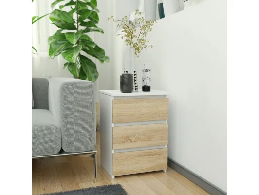 KOMODA CL3/40 PK BIAŁA / DĄB SONOMA