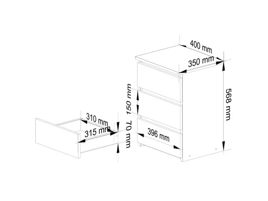 KOMODA CL3/40 PK BIAŁA