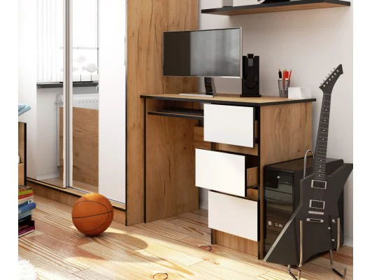 BIURKO A-6 CLP DĄB CRAFT / BIAŁE PRAWOSTRONNE