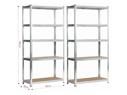 Zobacz 2x REGAŁ METALOWY 80x40x180 SREBRNY 2x REGAŁ METALOWY 80x40x180 SREBRNY