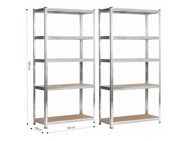2x REGAŁ METALOWY 80x40x180 SREBRNY