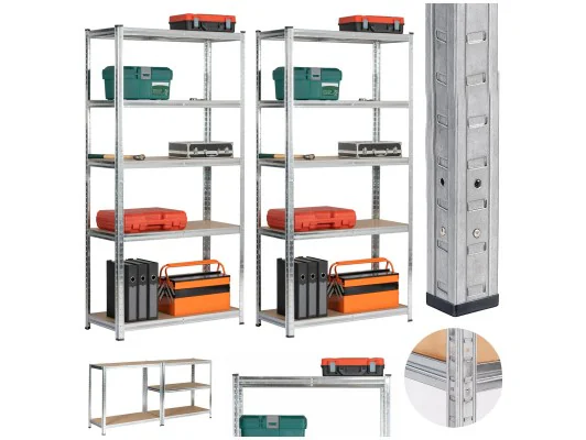 2x REGAŁ METALOWY 80x40x180 SREBRNY