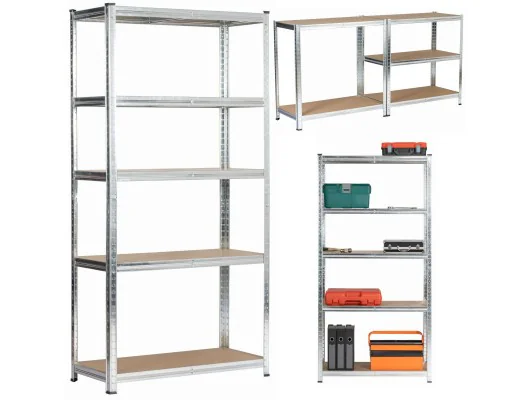 2x REGAŁ METALOWY 80x40x180 SREBRNY