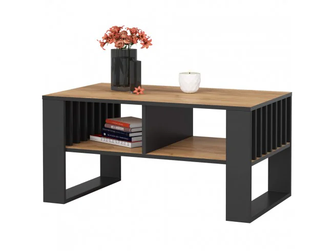 STOLIK KAWOWY ROCKFORD DĄB CRAFT / CZARNY