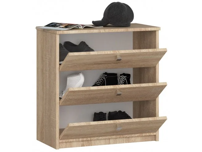 Szafka na buty MINI 3 uchylne drzwiczki 60 cm - dąb sonoma