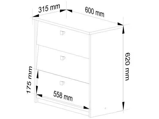 Szafka na buty MINI 3 uchylne drzwiczki 60 cm - dąb sonoma