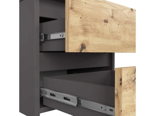 KOMODA CL2 2SZ CLP PK GRAFIT SZARY / DĄB ARTISAN