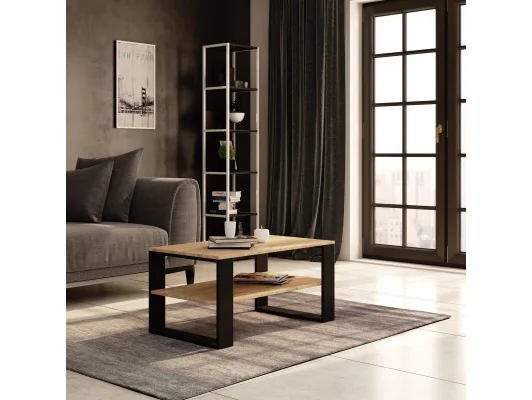 STOLIK KAWOWY ALEX DĄB SONOMA / CZARNY