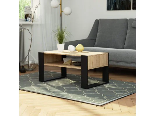 STOLIK KAWOWY DOMI DĄB SONOMA / CZARNY