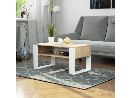 STOLIK KAWOWY DOMI DĄB SONOMA / BIAŁY