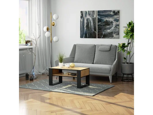 STOLIK KAWOWY DOMI DĄB CRAFT / CZARNY