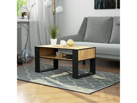 STOLIK KAWOWY DOMI DĄB CRAFT / CZARNY