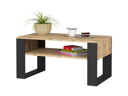 STOLIK KAWOWY DOMI DĄB ARTISAN / CZARNY