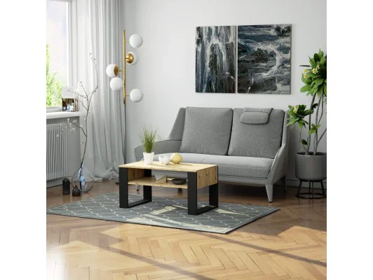 STOLIK KAWOWY DOMI DĄB ARTISAN / CZARNY