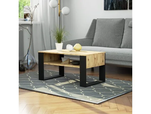 STOLIK KAWOWY DOMI DĄB ARTISAN / CZARNY