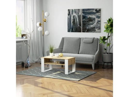 STOLIK KAWOWY DOMI DĄB ARTISAN / BIAŁY