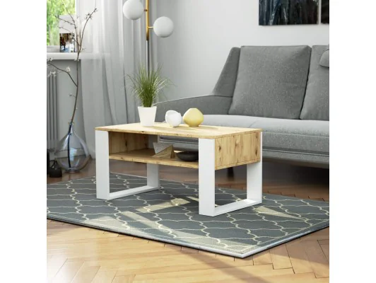 STOLIK KAWOWY DOMI DĄB ARTISAN / BIAŁY