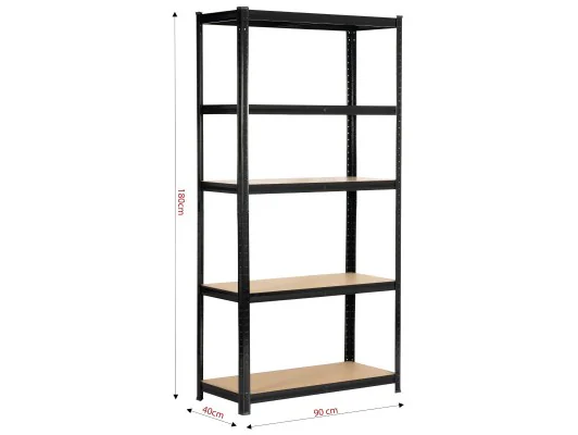 REGAŁ METALOWY 90x40x180 CZARNY