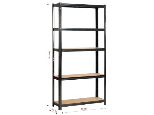 REGAŁ METALOWY 90x30x180 CZARNY