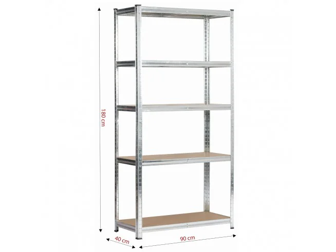 REGAŁ METALOWY 90x40x180 SREBRNY