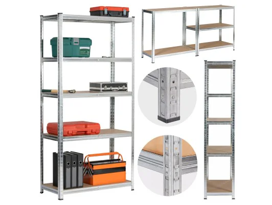 REGAŁ METALOWY 90x40x180 SREBRNY